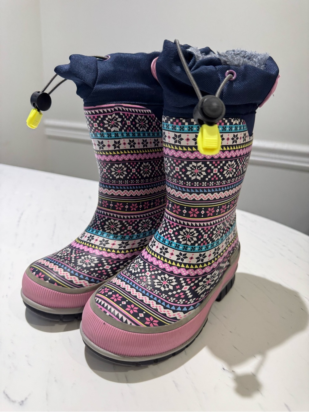 Western Chief Little Girls 10 Waterproof Winter Rain Snow Boots - Pink Pattern